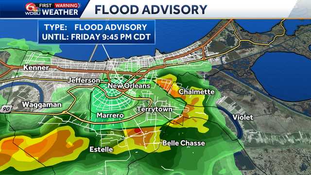 A Flood Advisory is in effect for parts of the metro until 9:45 pm