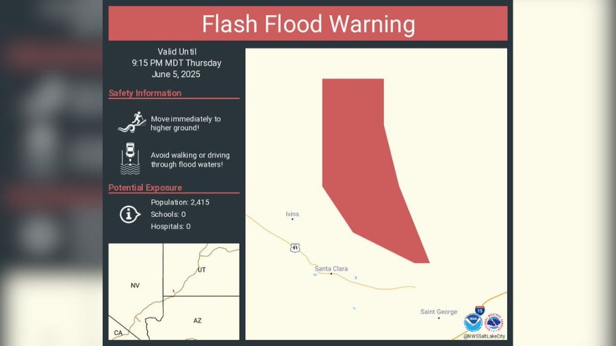 Flash flood warning issued for Southern Utah state park