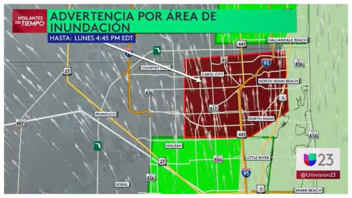 Fuertes lluvias azotan Miami-Dade, hay aviso de inundaciones repentinas en Hialeah y North Miami