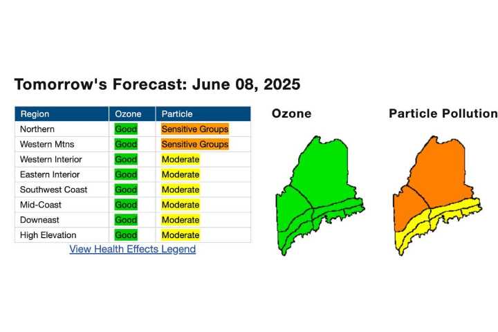 Canadian wildfire smoke causing unhealthy air over Maine