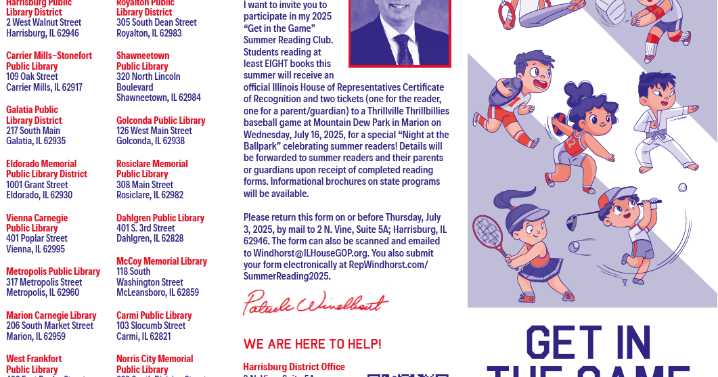 Rep. Windhorst kicks off 2025 Summer Reading Program for grades 1