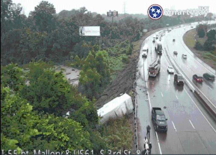 TDOT: Tractor-trailer overturned on I