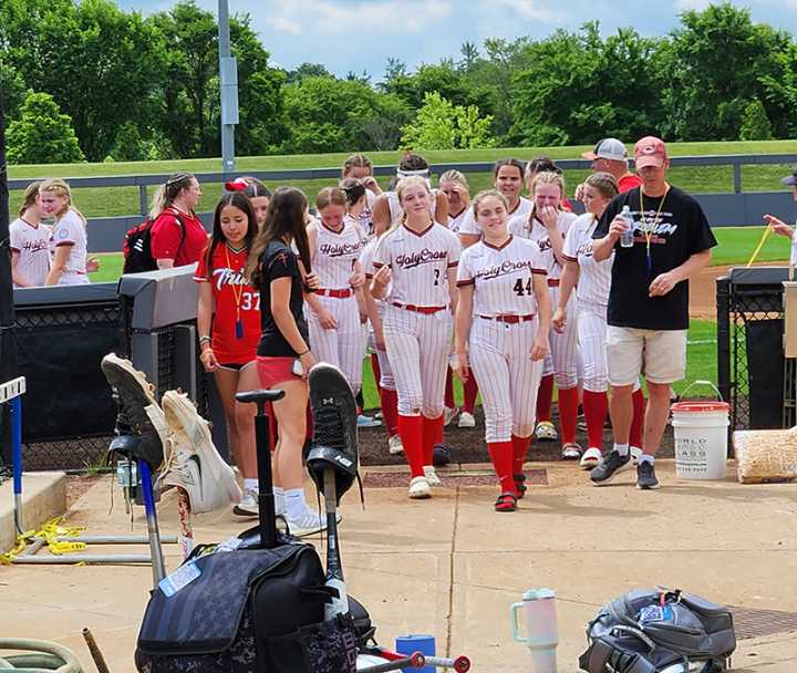 Underdog Holy Cross softball comes up short against powerful Harrison County in state opener