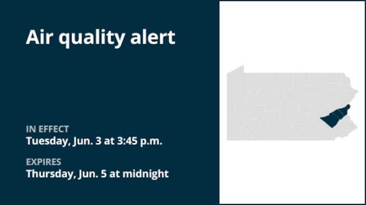 Air quality alert in place for the Lehigh Valley until early Thursday