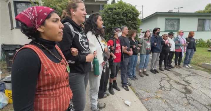 Protesters stops eviction at Caltrans-owned home in El Sereno
