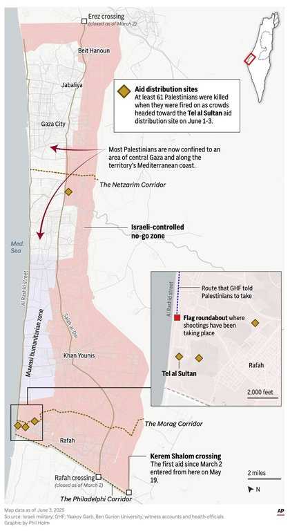 Palestinians say at least 4 killed by Israeli fire near aid site. Israel says it fired warning shots