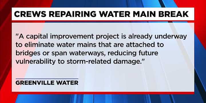 Crews repairing water main break in Greenville