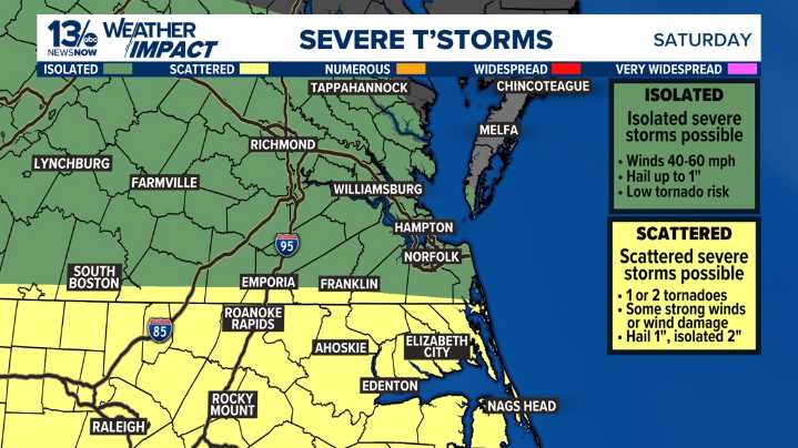 Weekend forecast: Severe thunderstorm risk Saturday, Sunday in Hampton Roads