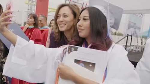 Kamala Harris makes surprise appearance at Compton High School graduation ceremony