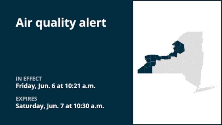 Air quality alert issued for Cayuga and Oswego counties Saturday