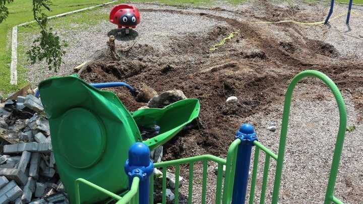 Playground, two buildings damaged in Flint construction equipment vandalism spree