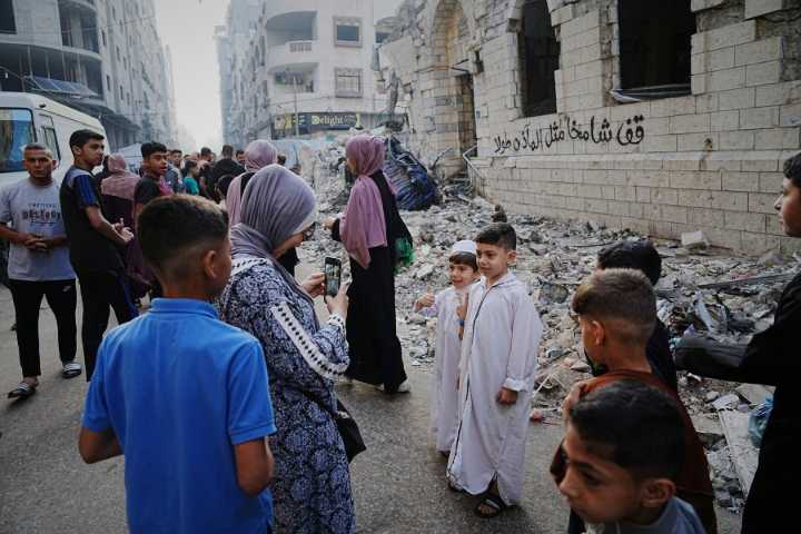 Gaza marks the start of Eid with outdoor prayers in the rubble and food growing ever scarcer