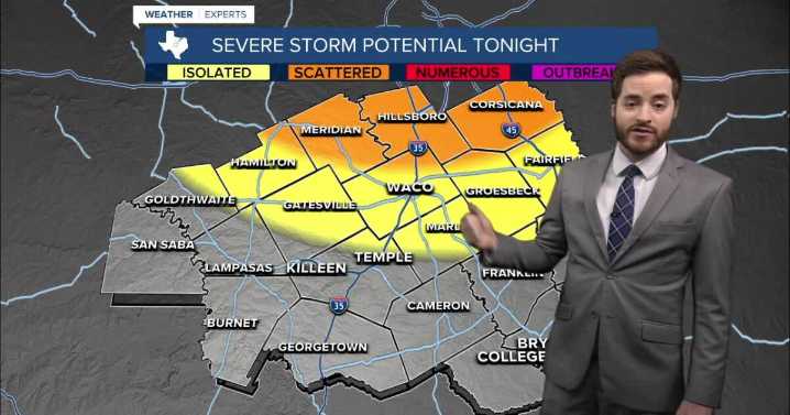 Severe thunderstorms possible tonight for parts of Central Texas
