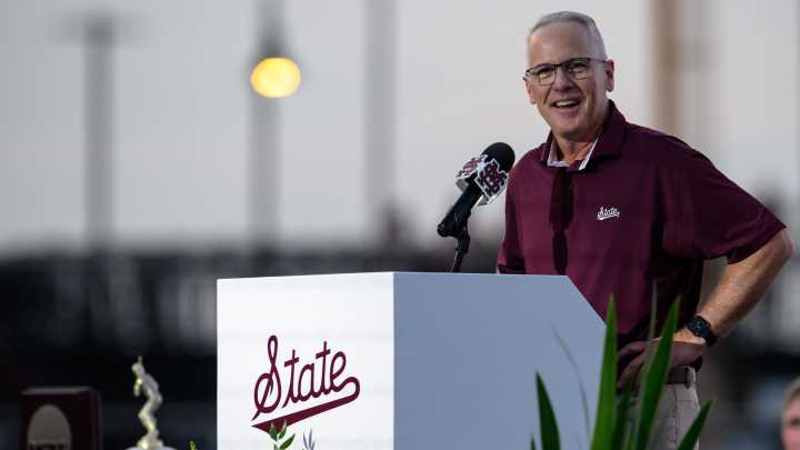 The Bulldogs' new baseball coach is introduced at Davis Wade Stadium