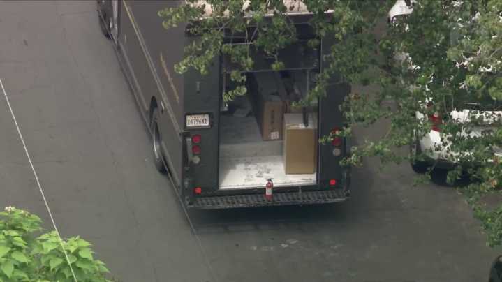 Package explodes in back of UPS truck in Los Angeles