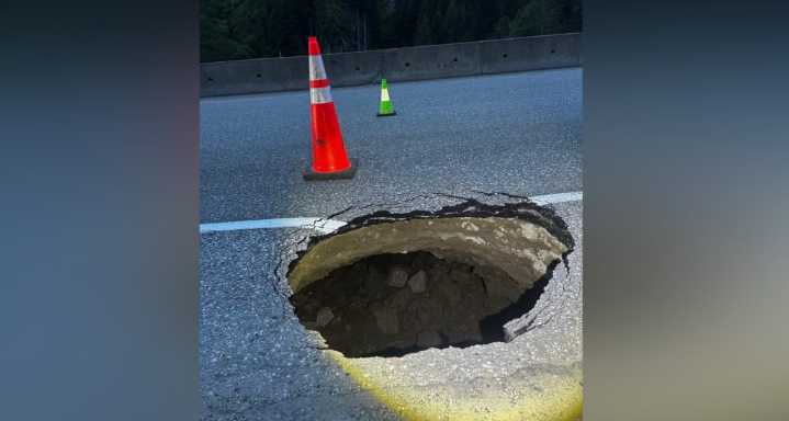 Section of Coquihalla Highway closes northbound due to sinkhole; drivers advised to take alternate routes