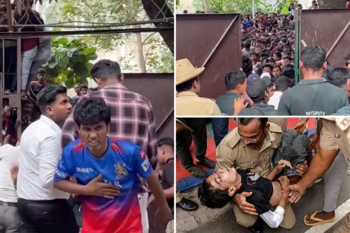 At least 11 people die in a stampede outside a cricket stadium in India after IPL win