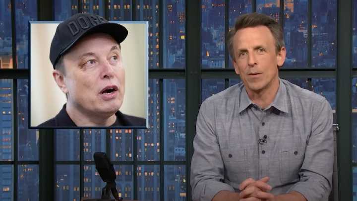 Seth Meyers Jokes That Elon Musk’s Black Eye From His Son Marks a Major Milestone