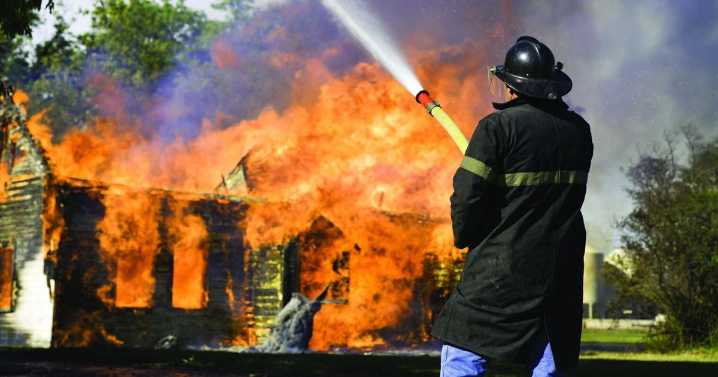 Firefighters burning house 48th Avenue Northeast in Hickory for live burn training