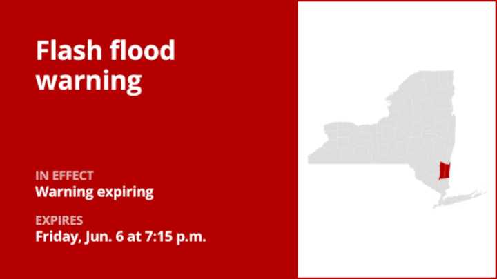 NY weather update: The current flash flood warning for Dutchess County will expire at 7:15 p.m.