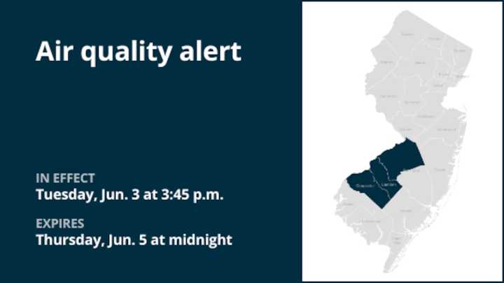 Air quality alert in place for 3 N.J. counties until early Thursday