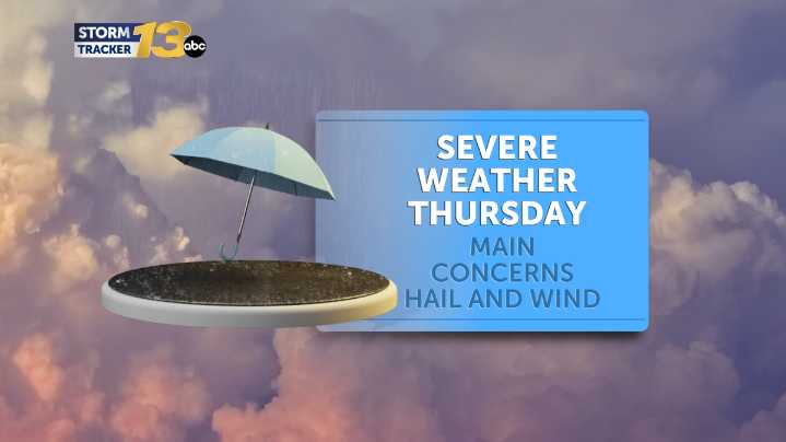 Potential severe weather continues Thursday