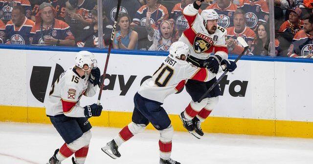 Marchand scores in double OT, Panthers beat Oilers 5-4 to tie Stanley Cup series 1