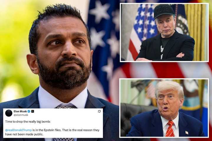 FBI boss Kash Patel has this response to Musk threat to expose Trump in Jeffrey Epstein files