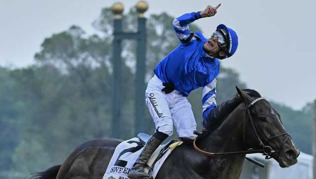 Kentucky Derby winner Sovereignty wins Belmont Stakes, beating out Journalism