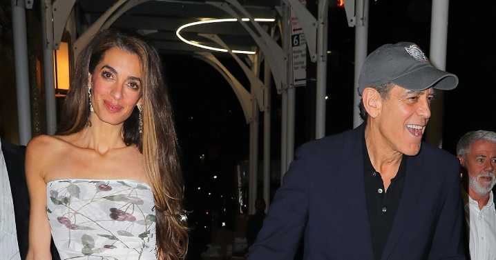 Amal Clooney Declares a Cherry Girl Summer While Out With George & Bono