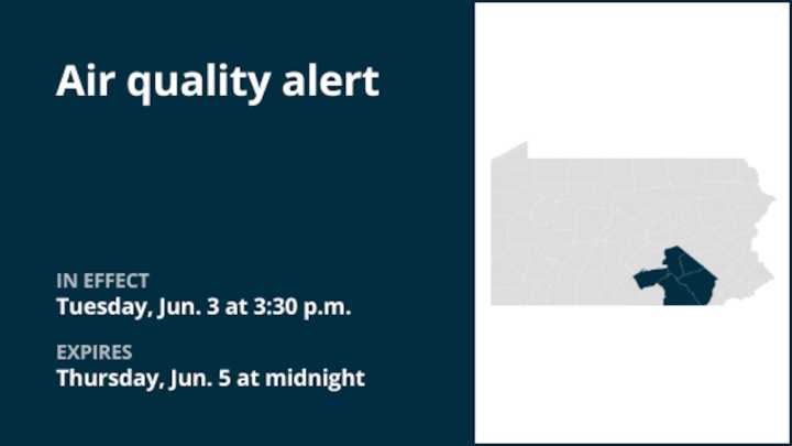 Air quality alert in place for central Pa. until early Thursday