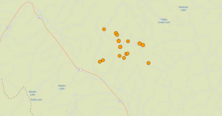 Over a dozen earthquakes hit central Idaho over the weekend, continuing Monday