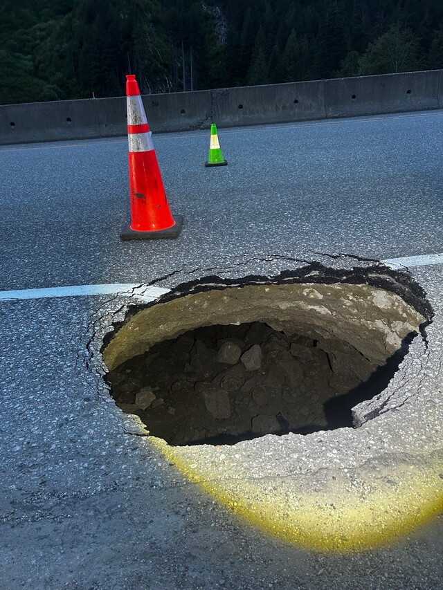 Pipeline boring suspected cause of sink hole on Coquihalla Highway