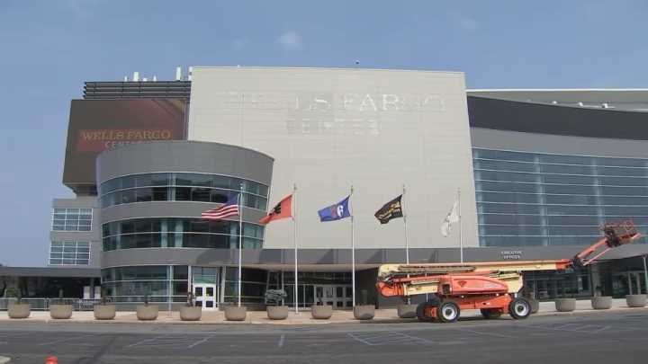 Wells Fargo Center sign removed ahead of name change