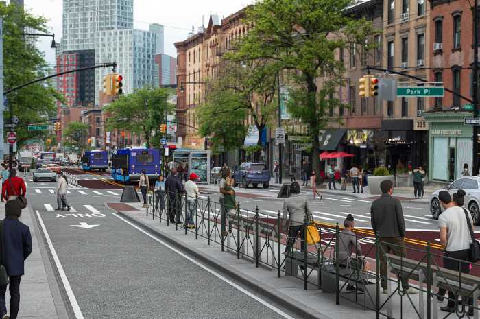 Busy Flatbush Avenue in Brooklyn would get new bus lanes under DOT redesign plan