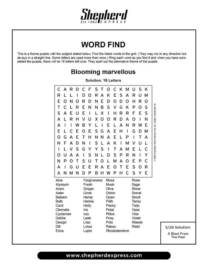 Word Find: June 5, 2025
