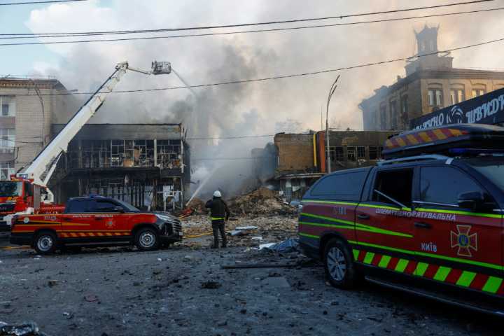 A Russian missile and drone attack across Ukraine kills 3 in the capital Kyiv