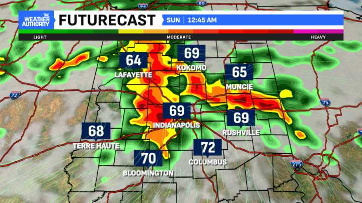 Plenty of dry hours but watch for some rain Saturday night into Sunday in central Indiana