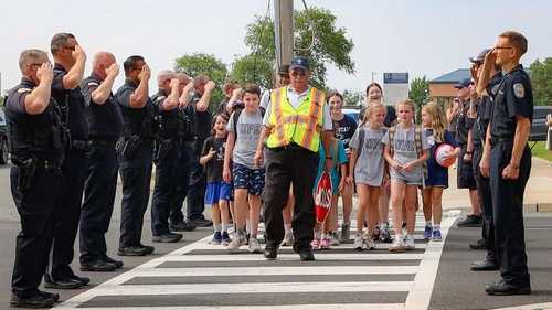 Crossing guard gets farewell surprise on last day at work
