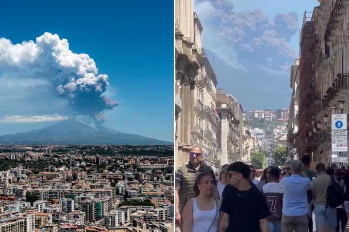 Italy's Mount Etna erupts in smoky display sending panicked tourists running for safety