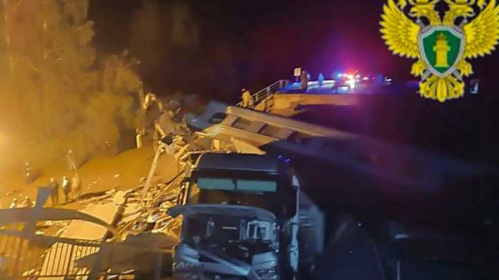 At least seven killed & dozens injured after bridge collapses and crushes passenger train in Russia