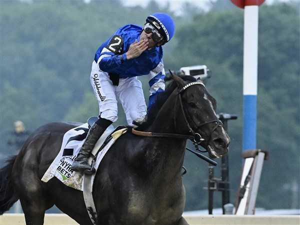Sovereignty beats Journalism to win the Belmont Stakes at Saratoga