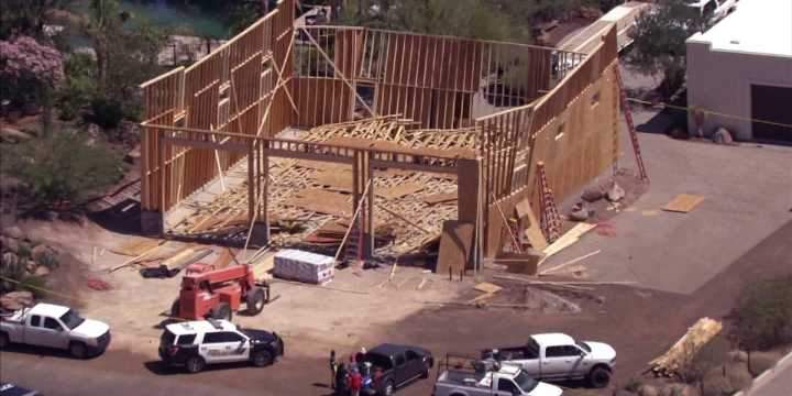 3 workers hurt after roof collapses at home under construction in Peoria