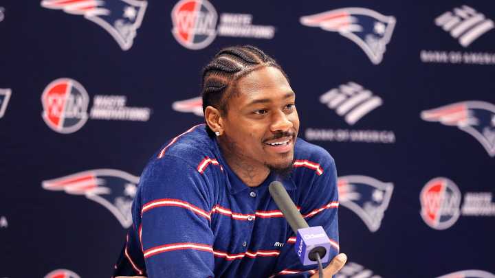 Stefon Diggs is at Patriots OTAs on Monday