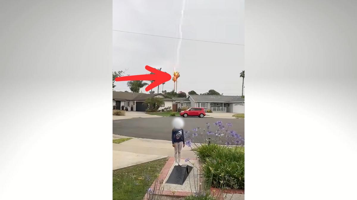 Lightning Strike Caught on Video Near California Kid