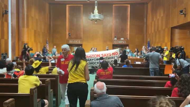 Houston city council 2026 budget: Protestors interrupt discussion regarding budget