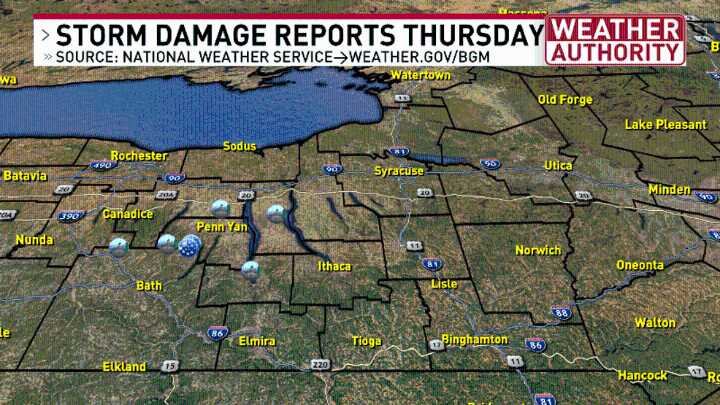 Severe thunderstorms caused damage Thursday evening in parts of CNY
