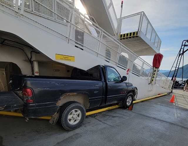 Truck crashes on Powell Riverr ferry, causing delays