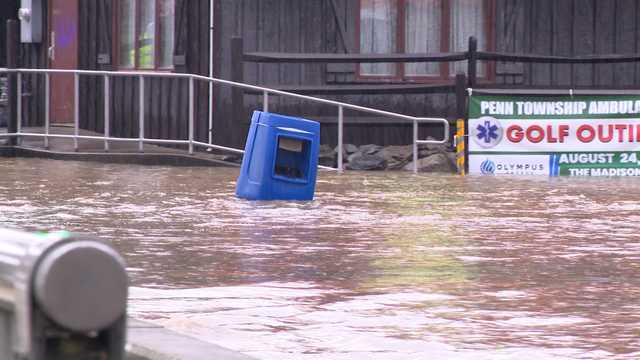 Flash flood warning in Pennsylvania, heavy rain and thunderstorms