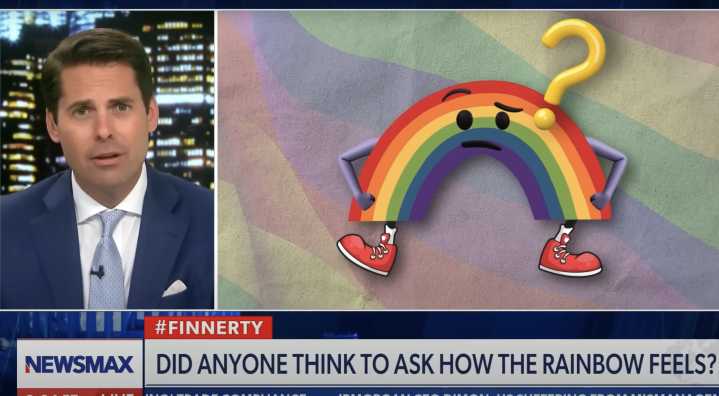 Newsmax Host Has Meltdown Over Pride Month, Feels Sad For Rainbows